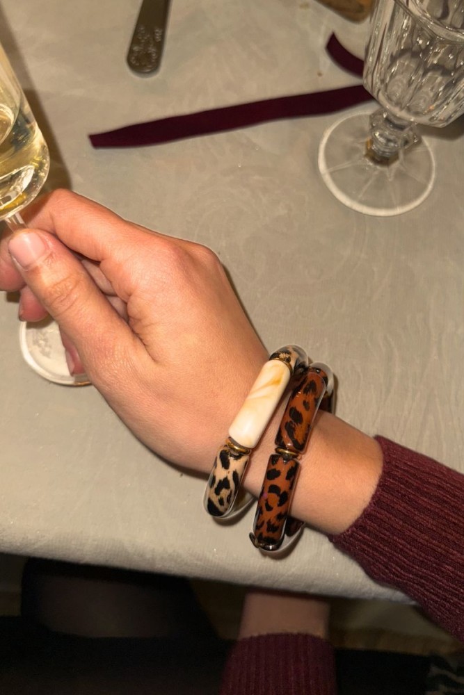 PULSERA RESINA ANIMAL PRINT